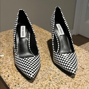 Steve Madden Checkered Black and White Heels